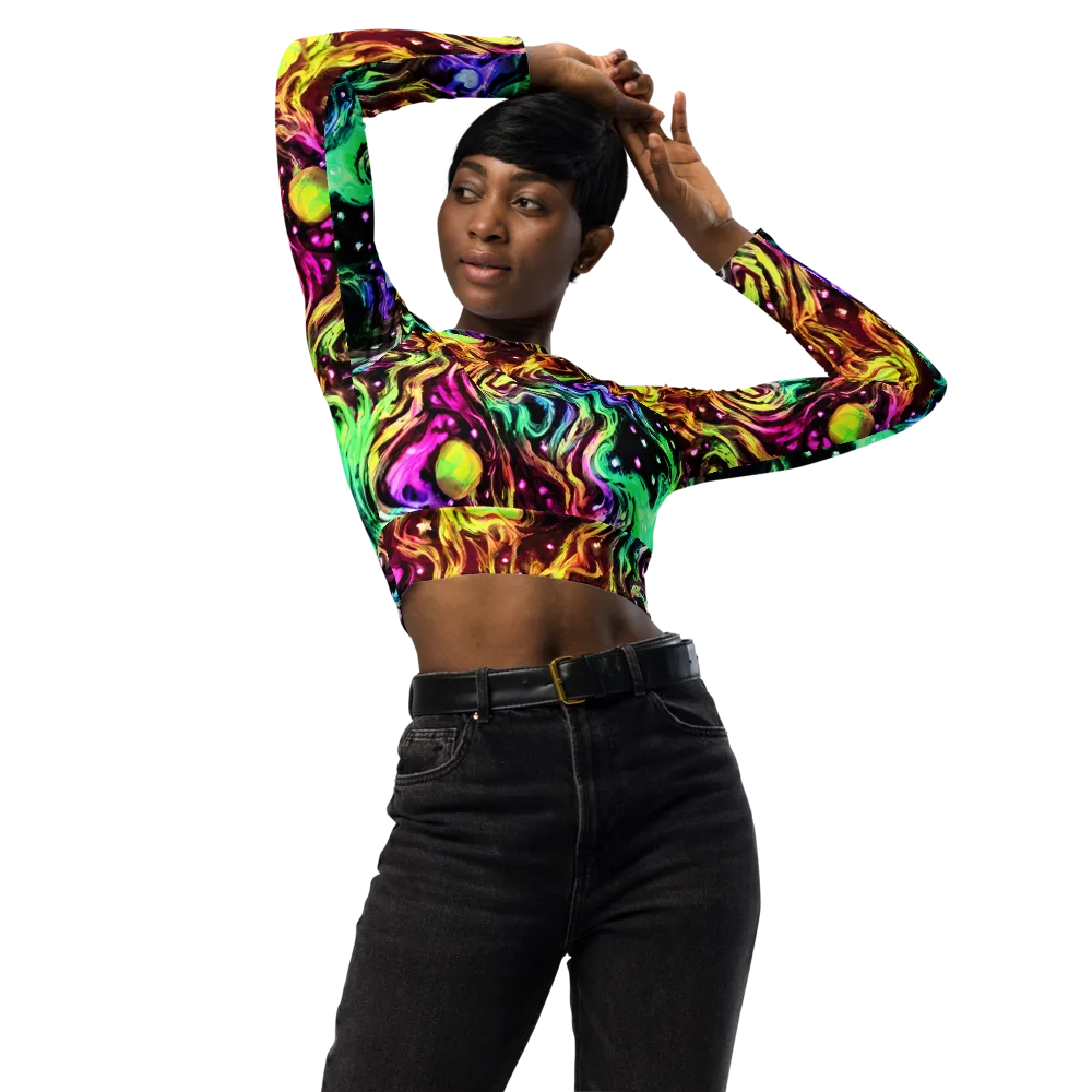 Neon Cauldron on Long Sleeve Crop Top — Front
