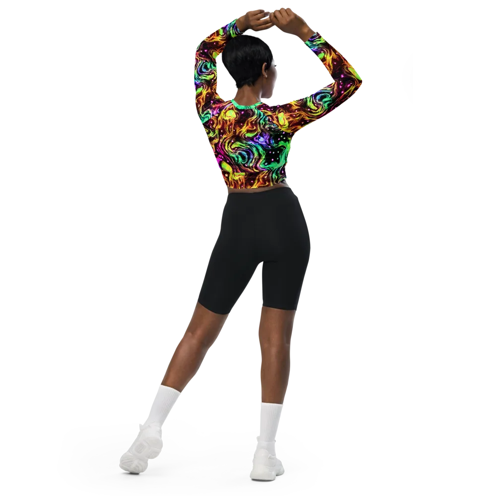 Neon Cauldron on Long Sleeve Crop Top — Back