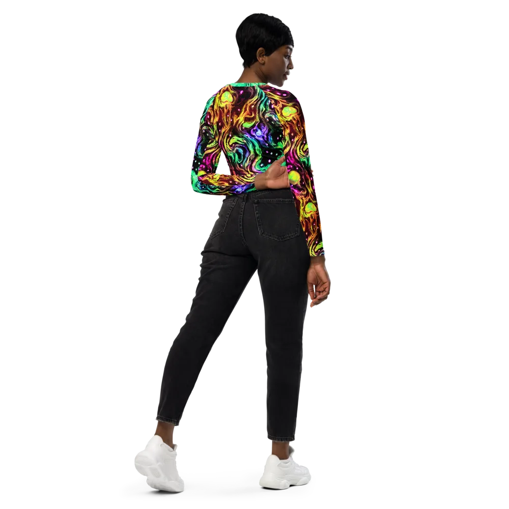 Neon Cauldron on Long Sleeve Crop Top — Right Back