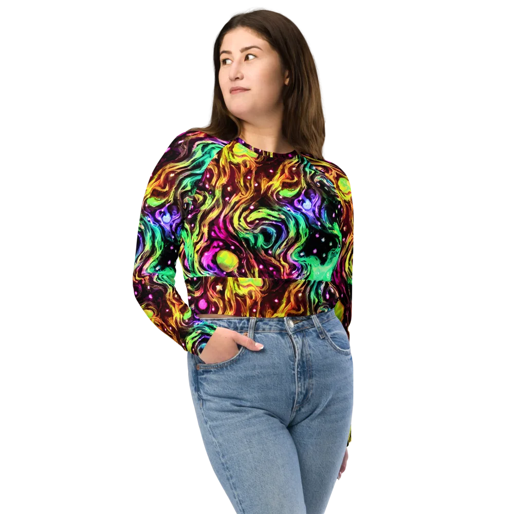Neon Cauldron on Long Sleeve Crop Top — Front