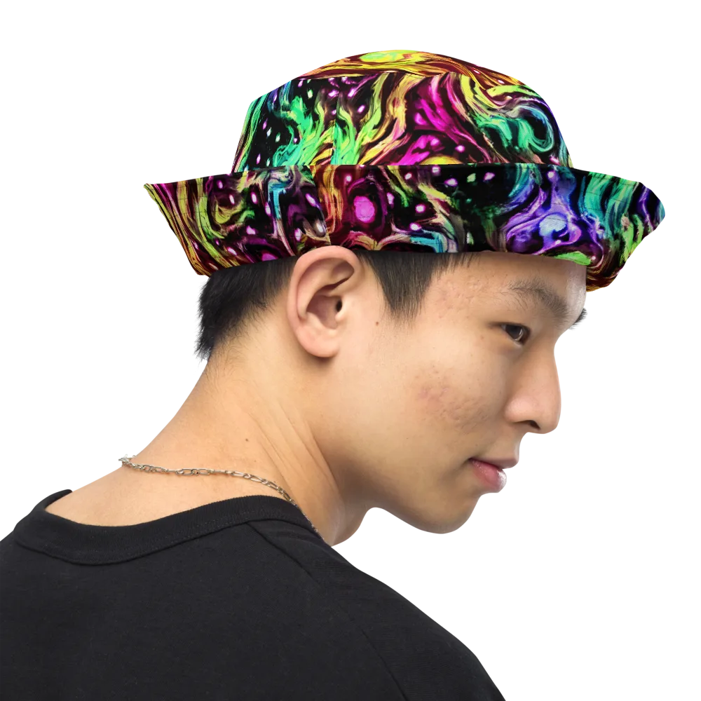 Neon Cauldron on Reversible Bucket Hat — Right Outside