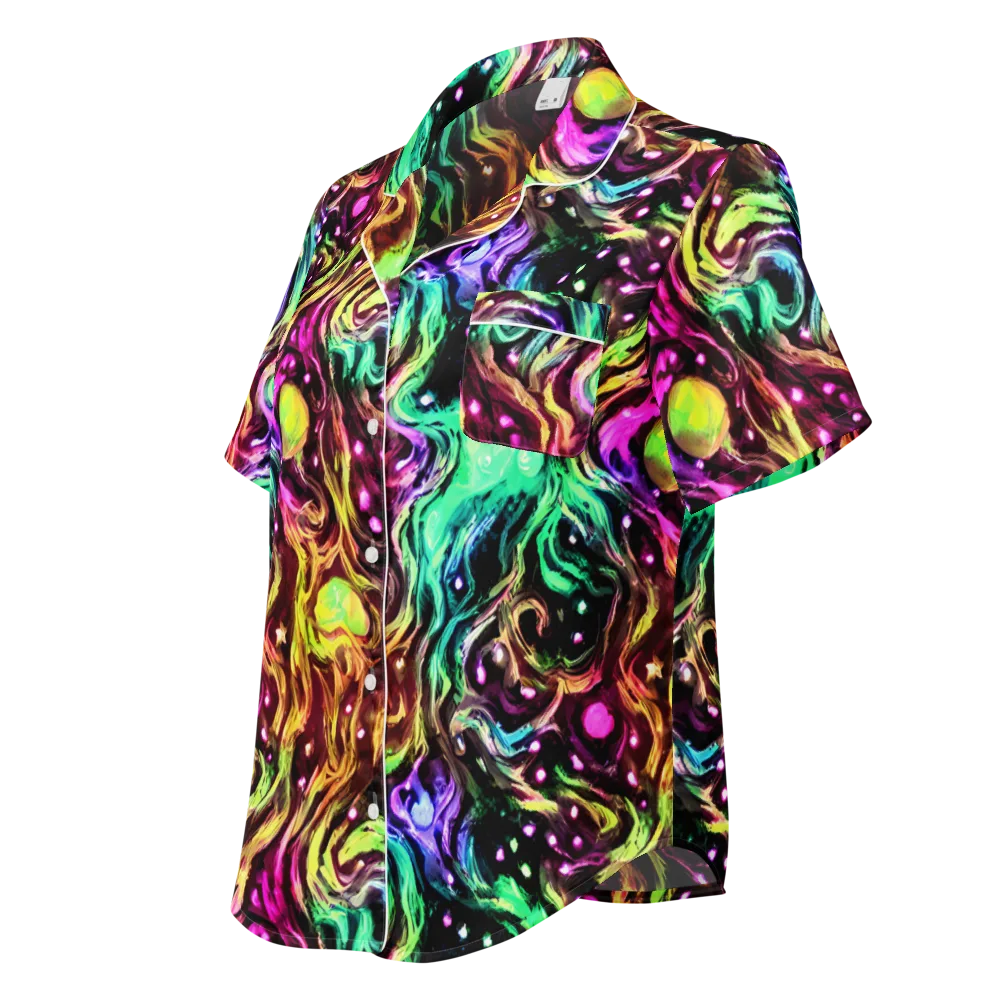 Neon Cauldron on Women's Short Sleeve Pajama Top — Left Front
