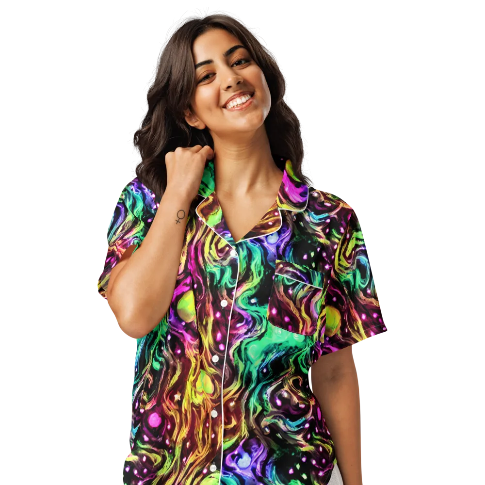 Neon Cauldron on Women's Short Sleeve Pajama Top — Front