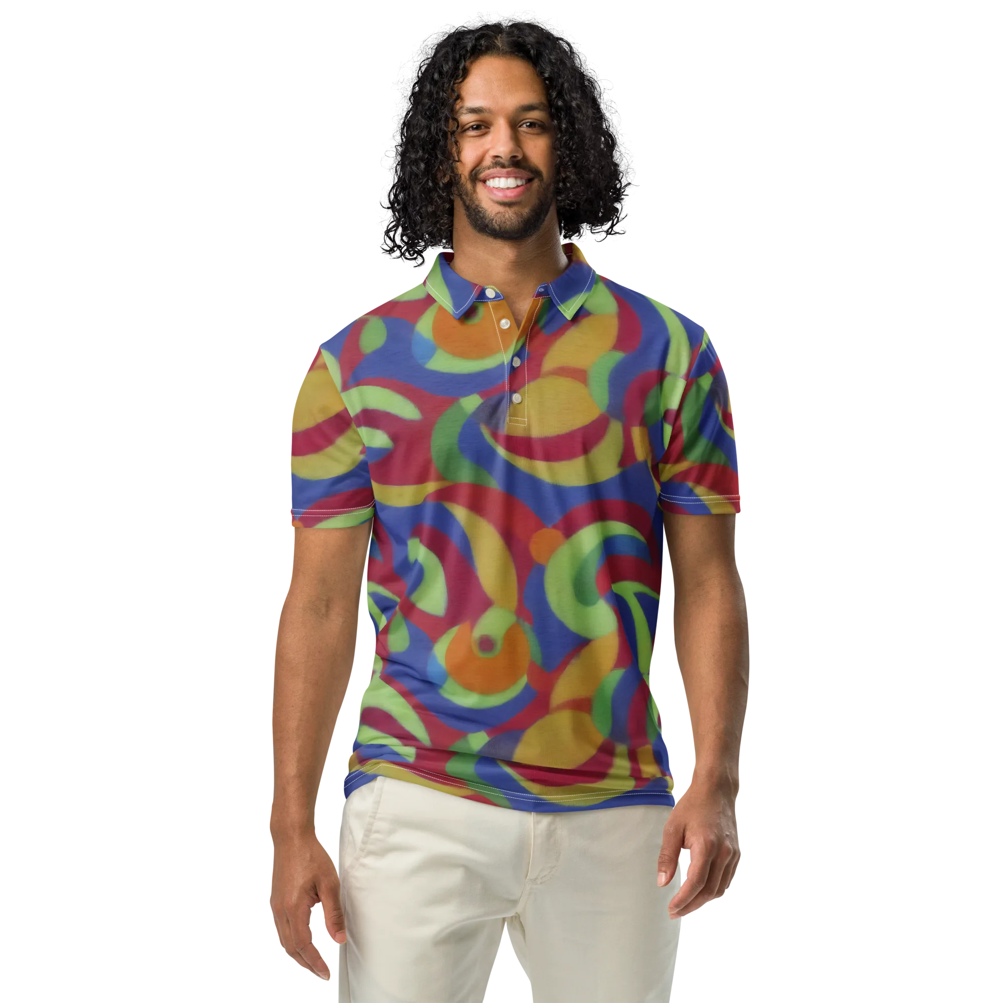 Chromatic Carousel on Men's Slim Fit Polo Shirt — Front