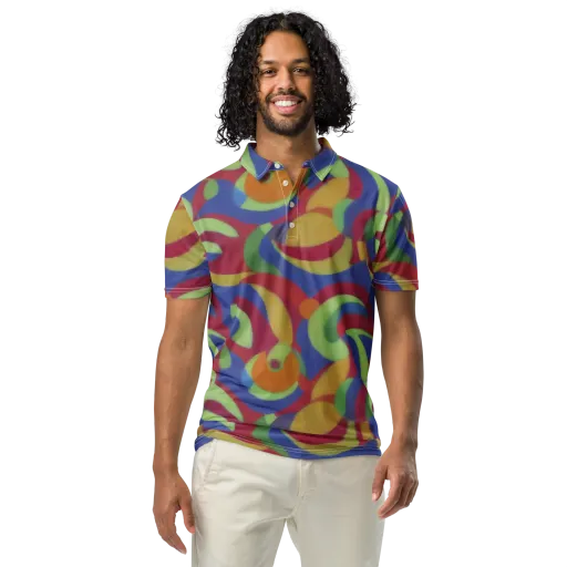 Chromatic Carousel on a Men's Slim Fit Polo Shirt