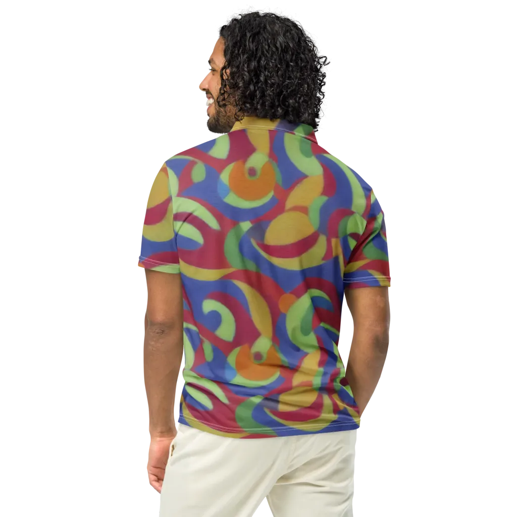 Chromatic Carousel on Men's Slim Fit Polo Shirt — Back