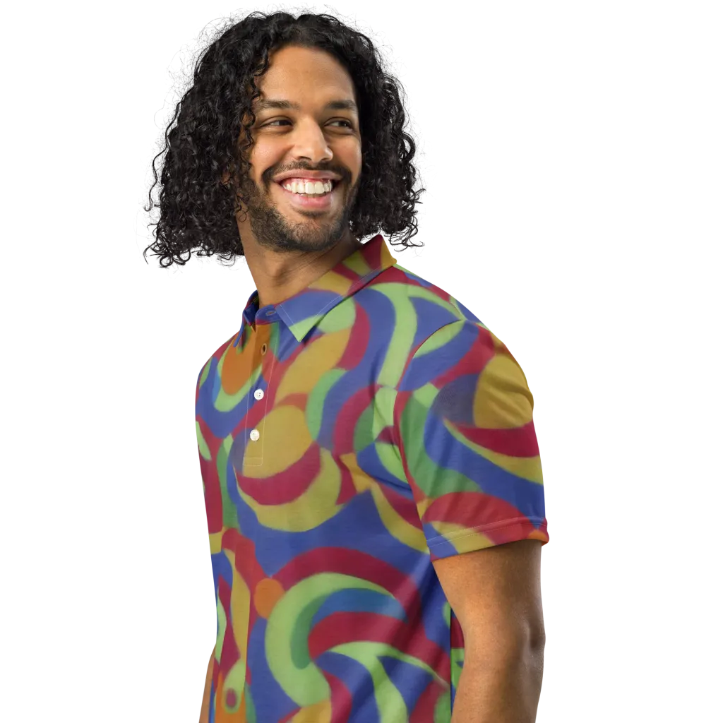 Chromatic Carousel on Men's Slim Fit Polo Shirt — Left Front