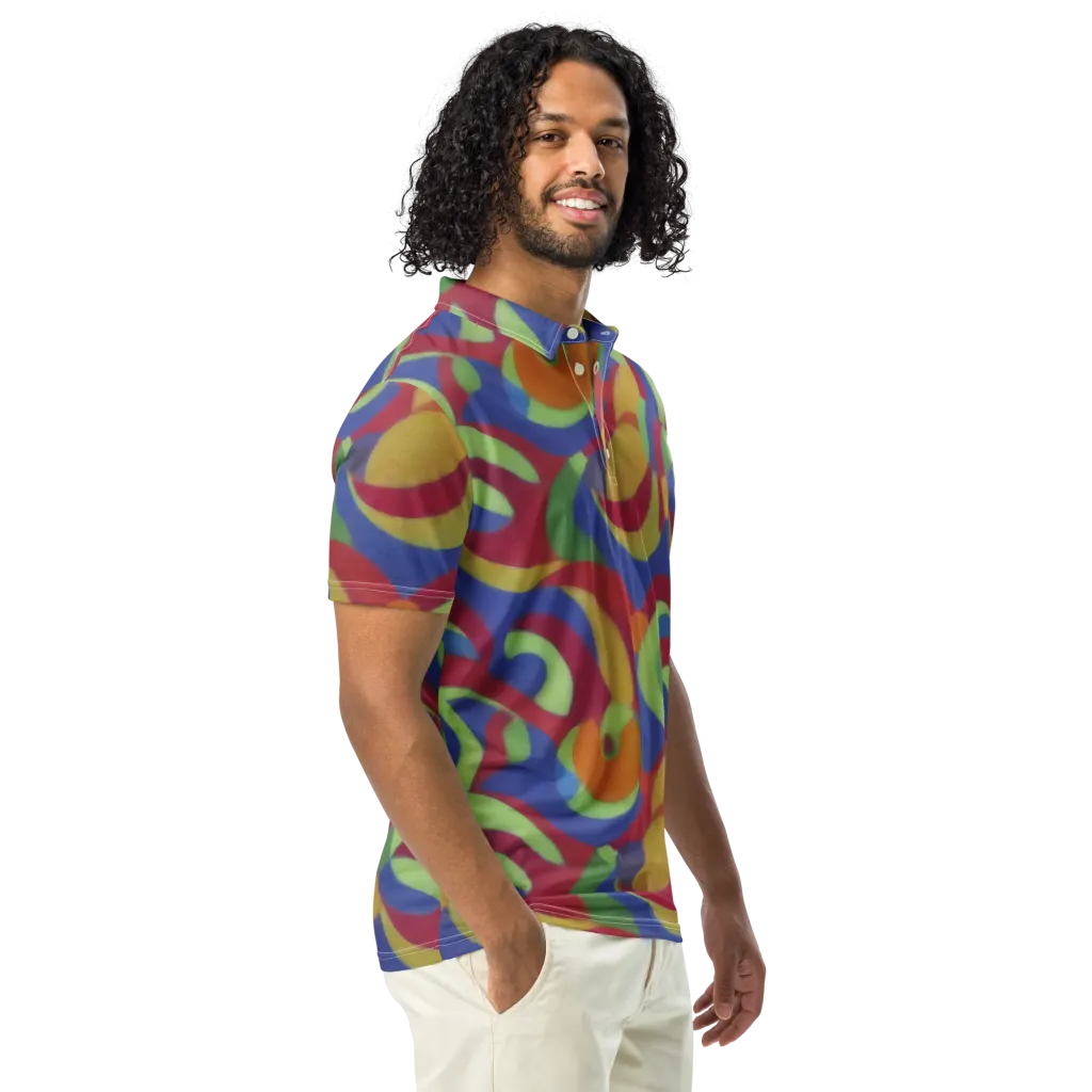 Chromatic Carousel on Men's Slim Fit Polo Shirt — Right Front