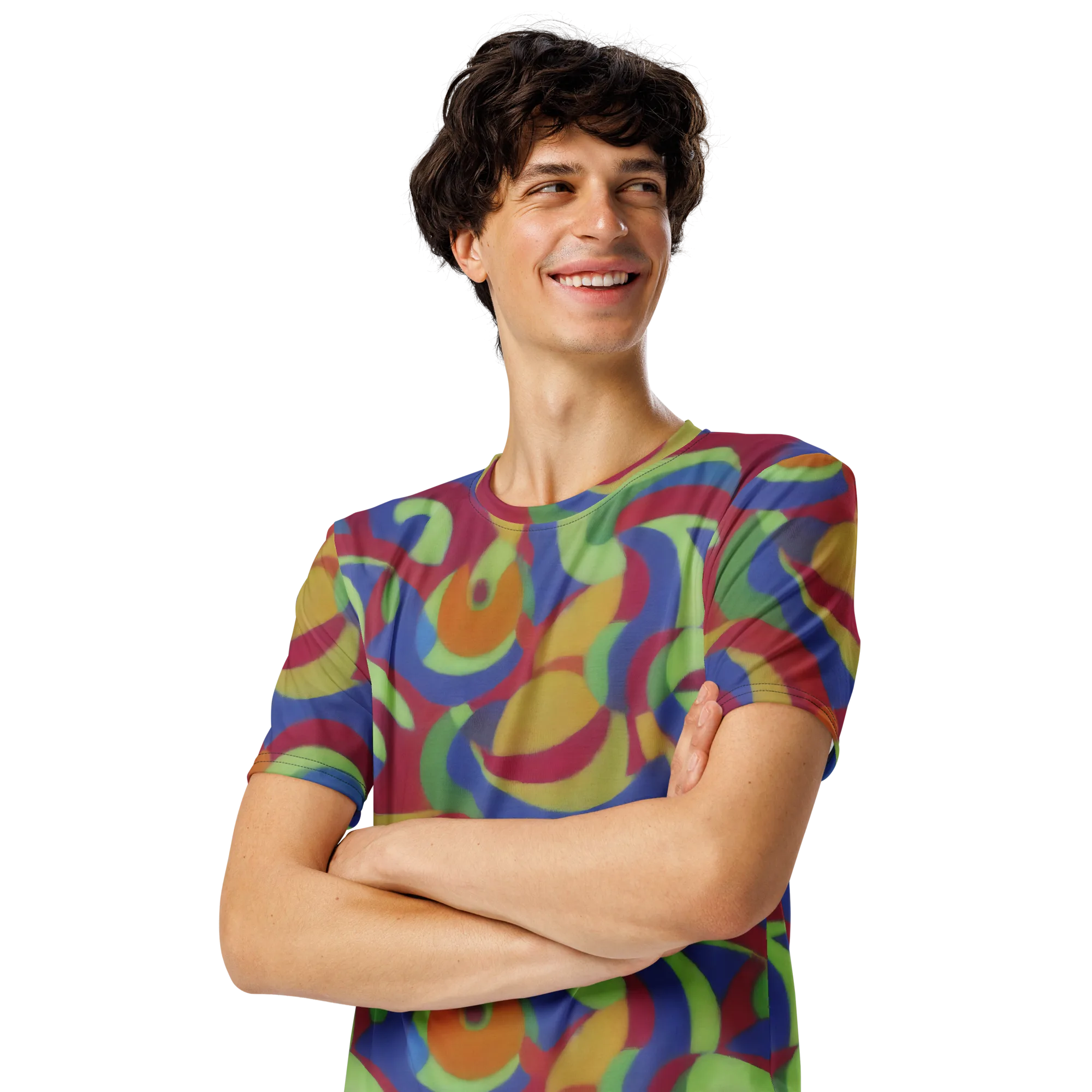 Chromatic Carousel on Men's Crew Neck T-Shirt — Left Front