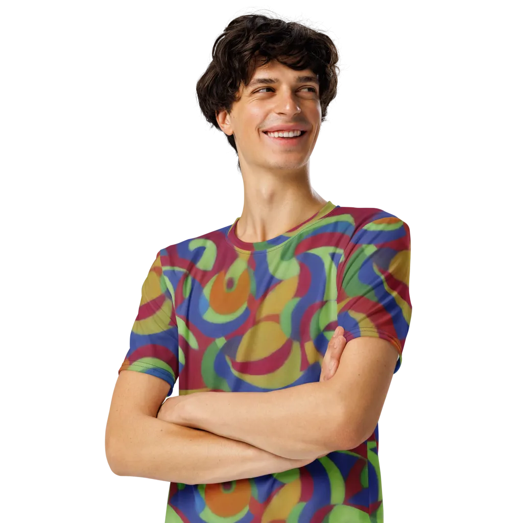 Chromatic Carousel on Men's Crew Neck T-Shirt — Left Front