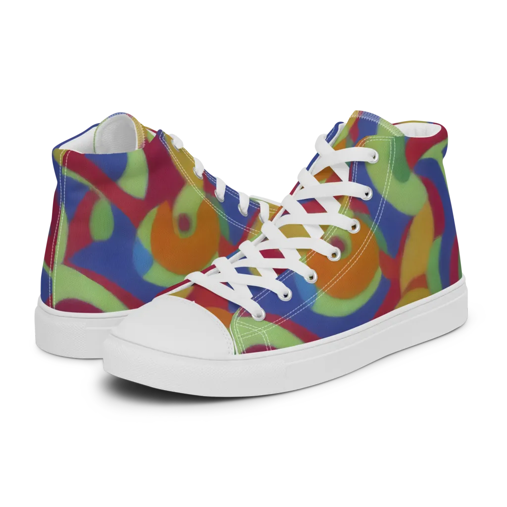 Chromatic Carousel on Men's High Top Canvas Shoes — Left