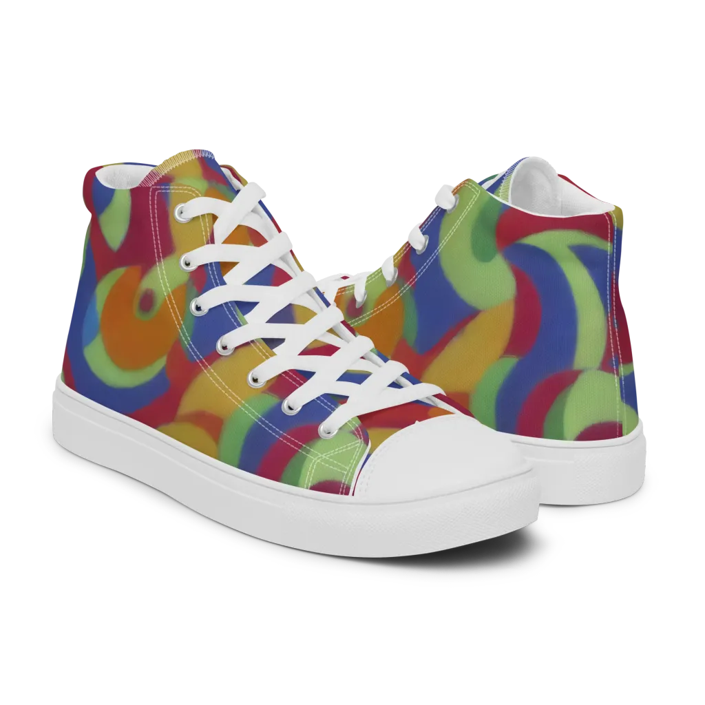 Chromatic Carousel on Men's High Top Canvas Shoes — Right