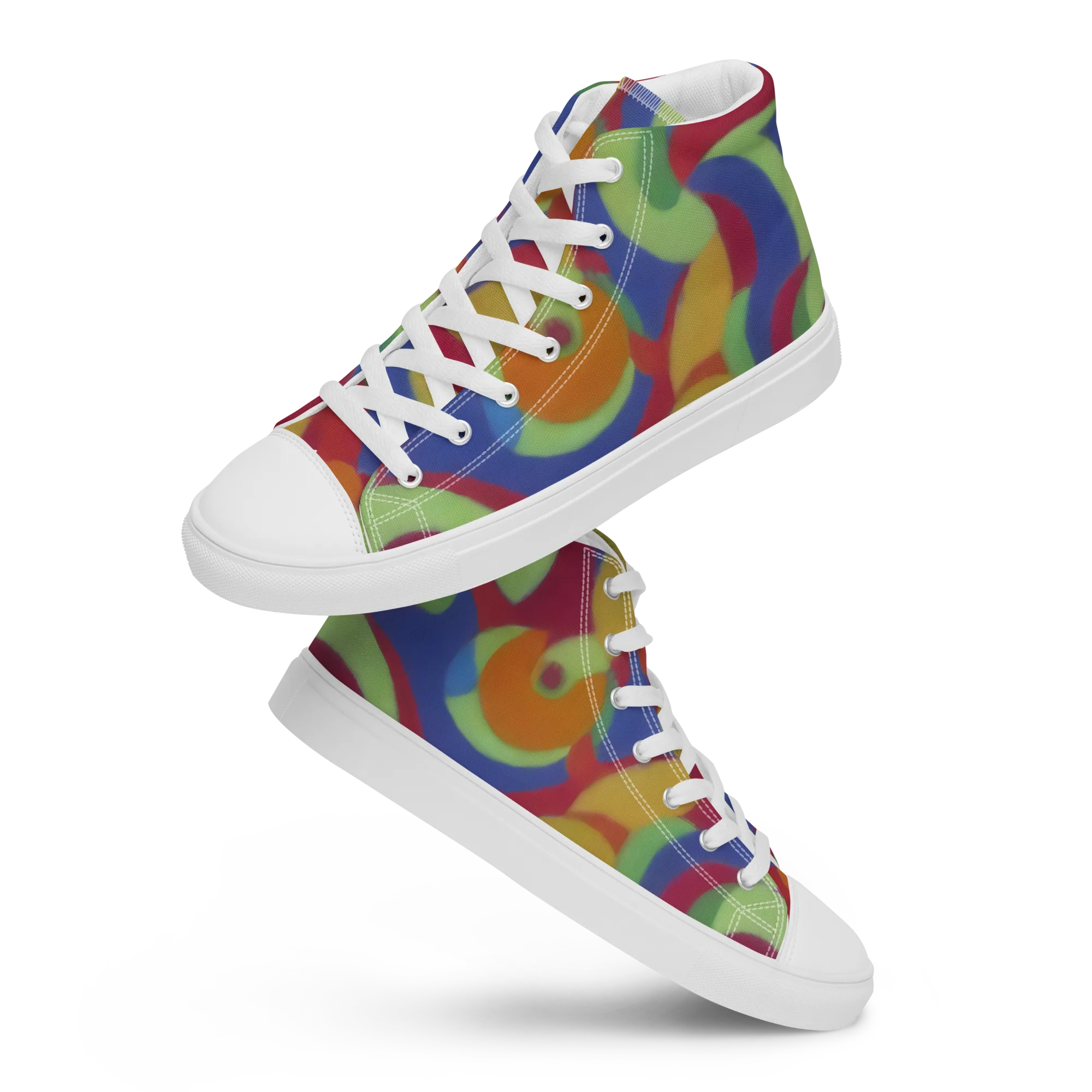 Chromatic Carousel on Men's High Top Canvas Shoes — Front