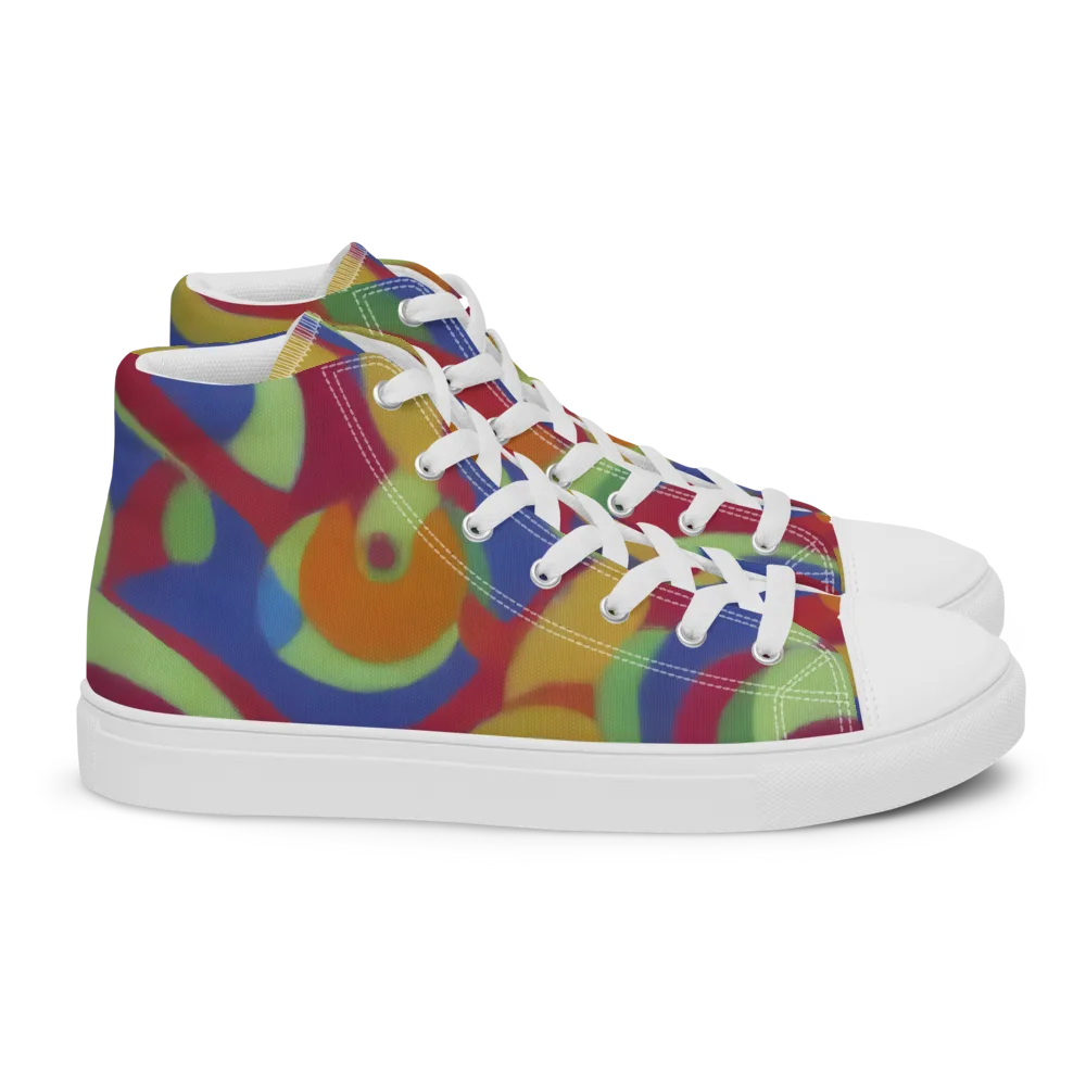 Chromatic Carousel on Women's High Top Canvas Shoes — Right