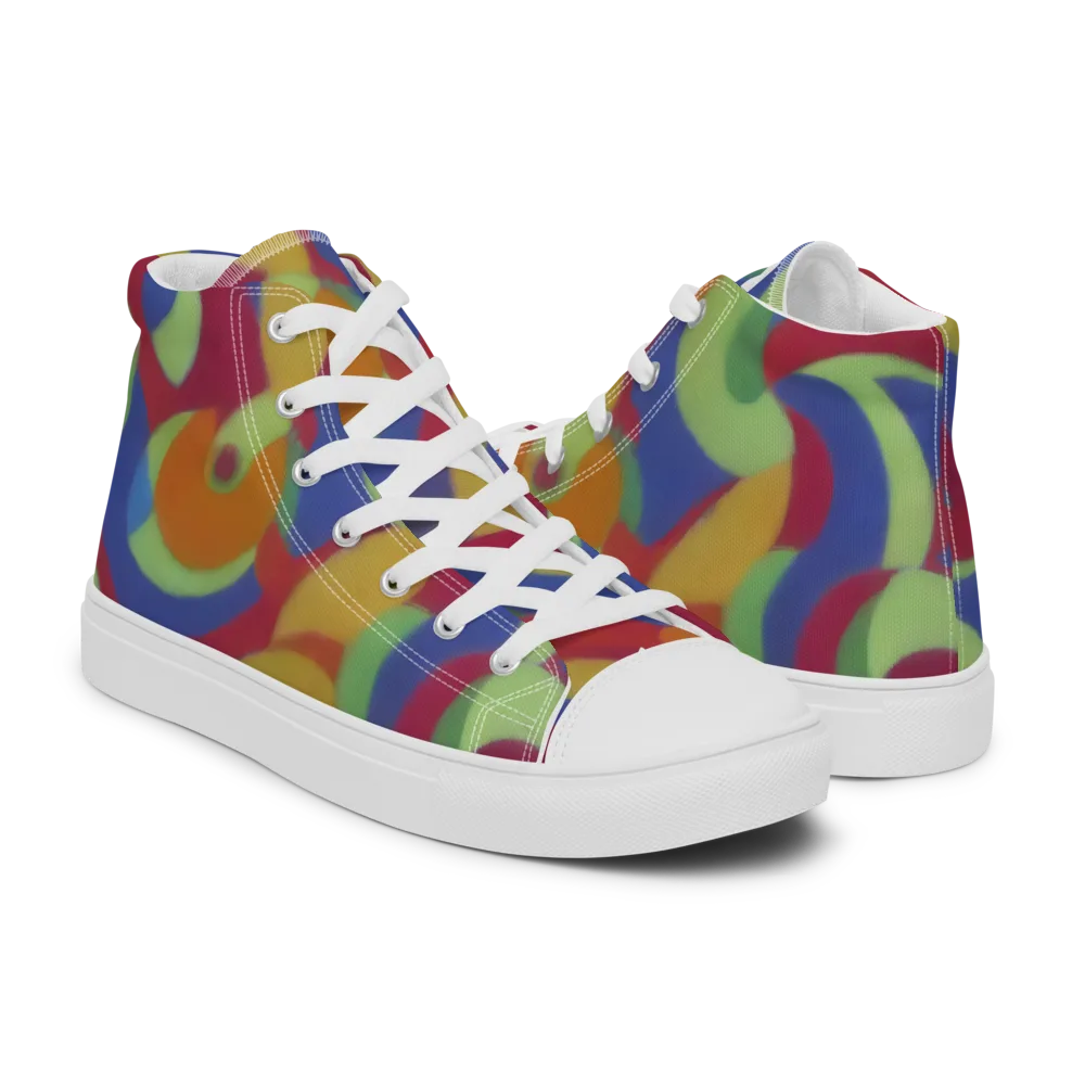 Chromatic Carousel on Women's High Top Canvas Shoes — Right