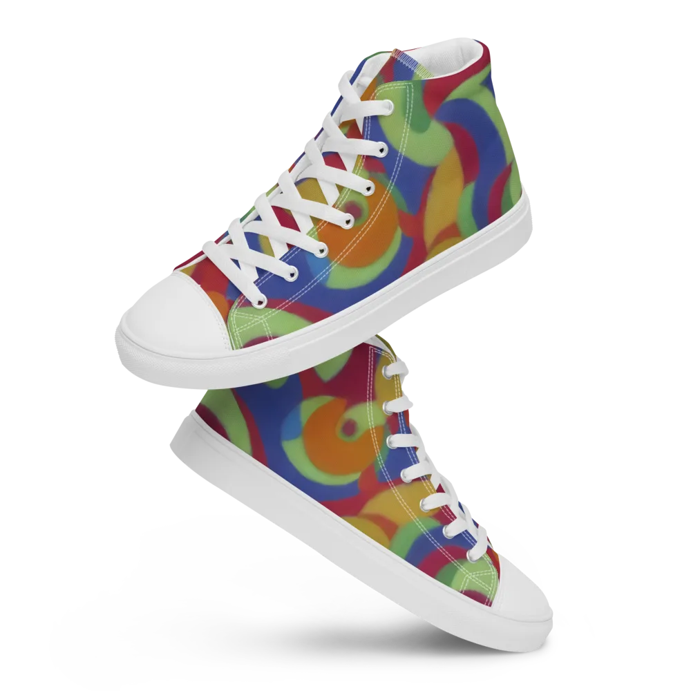 Chromatic Carousel on Women's High Top Canvas Shoes — Front