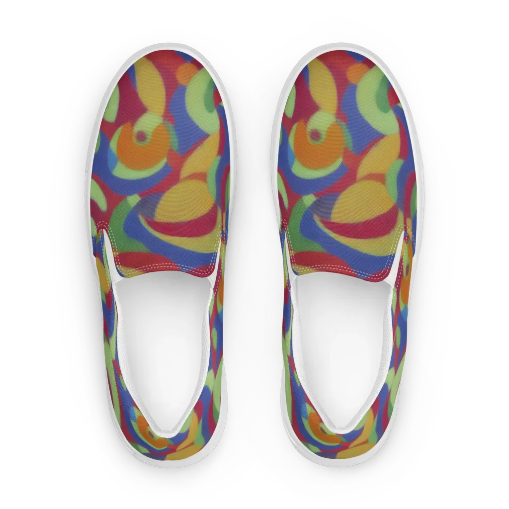 Chromatic Carousel on Men's Slip-On Canvas Shoes — Front