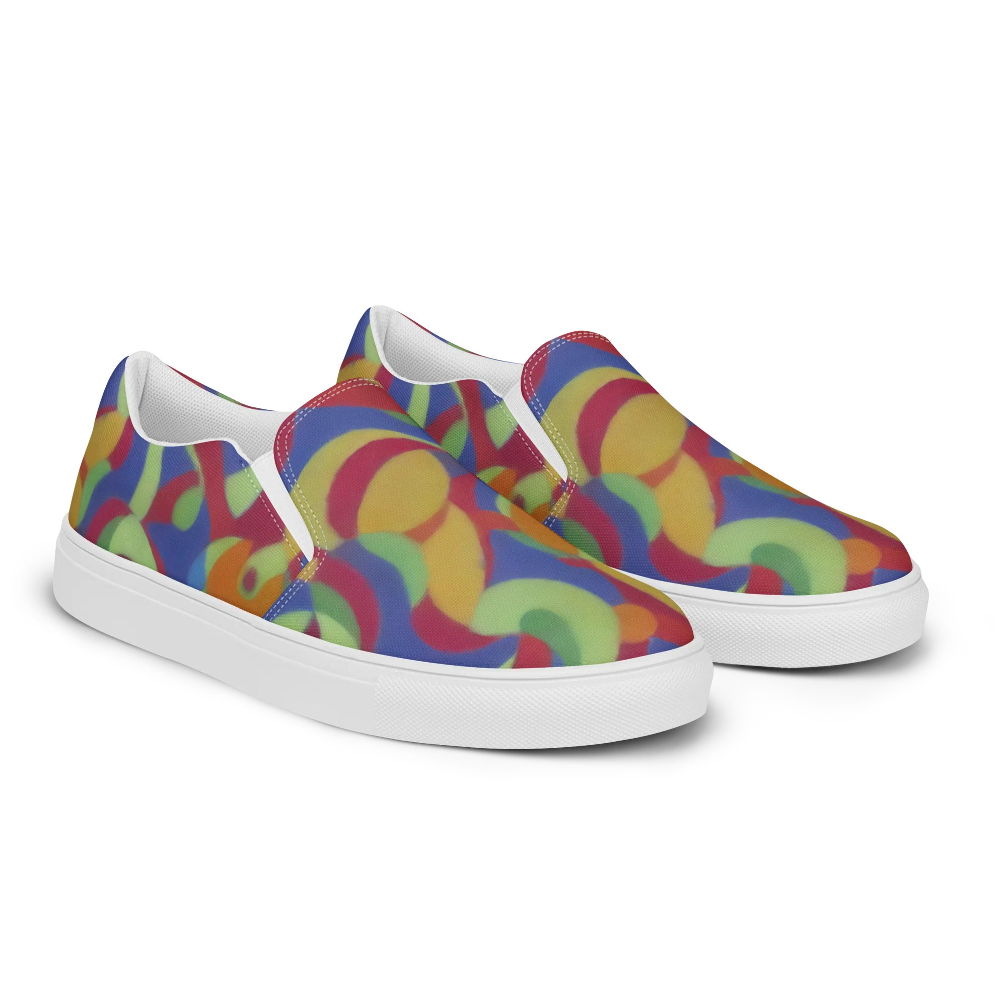 Chromatic Carousel on Men's Slip-On Canvas Shoes — Right Front