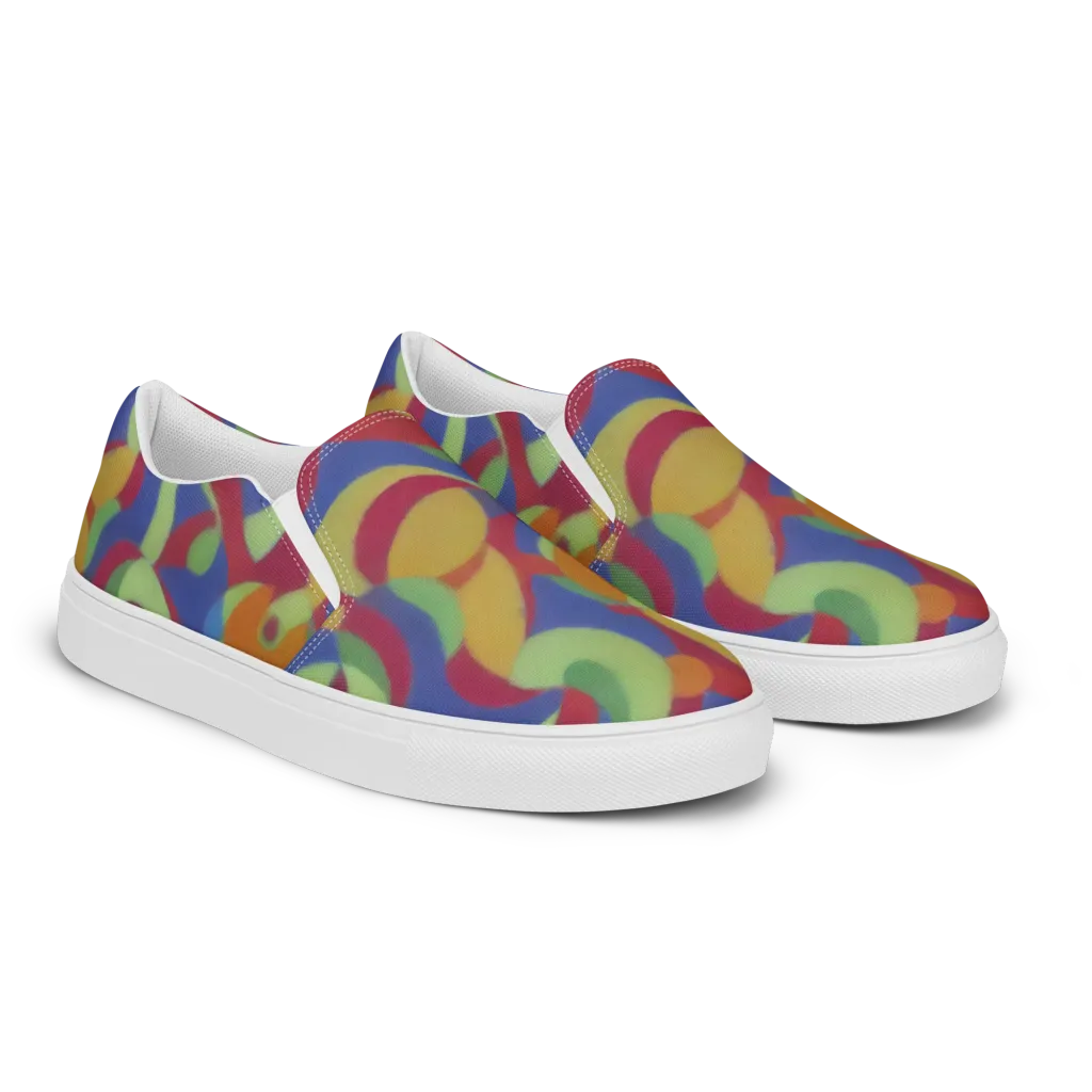 Chromatic Carousel on Men's Slip-On Canvas Shoes — Right Front