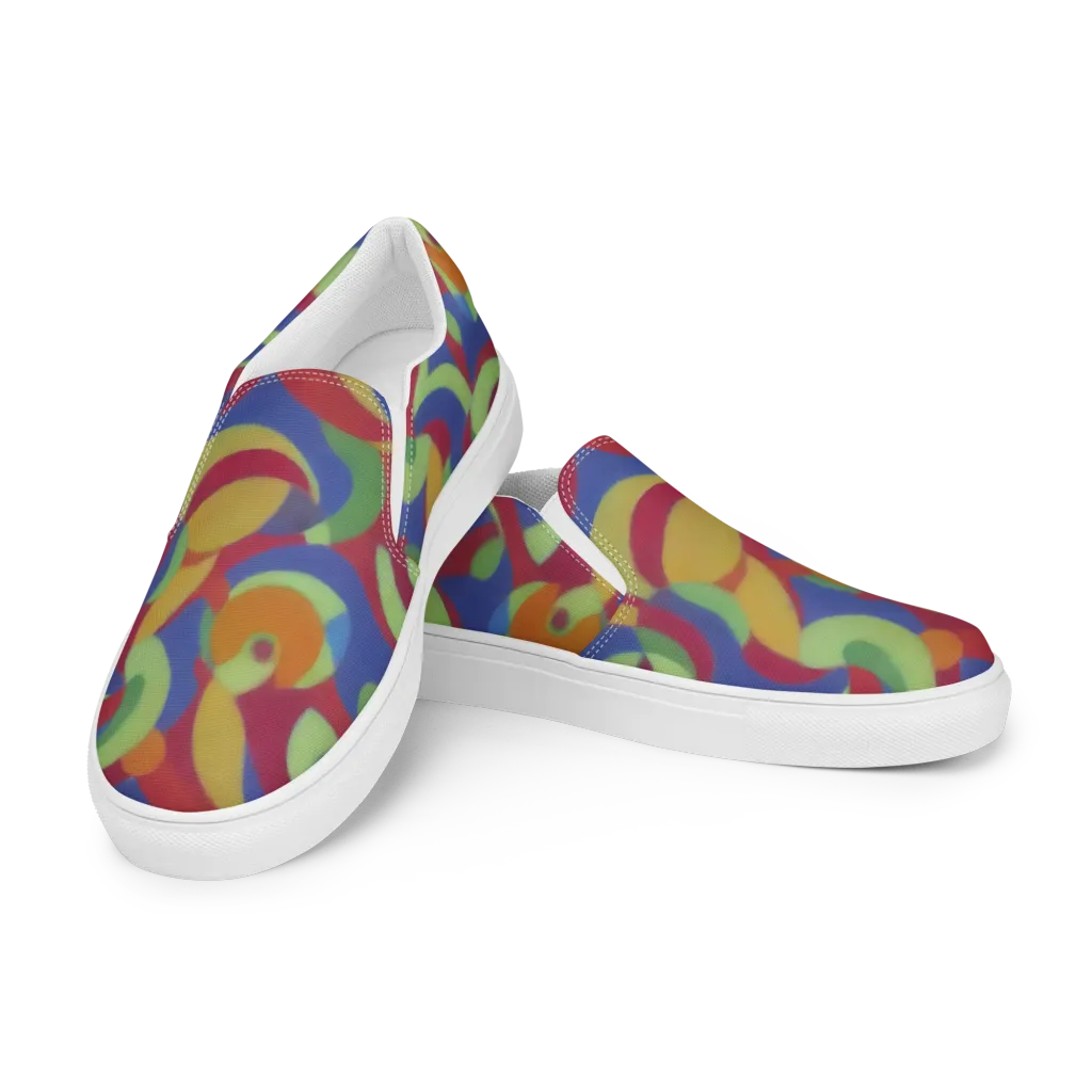 Chromatic Carousel on Men's Slip-On Canvas Shoes — Left Front