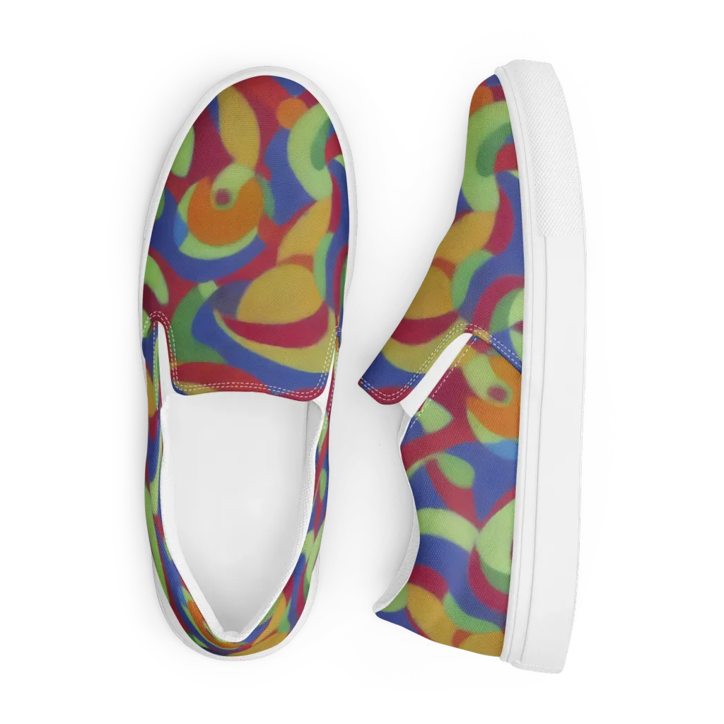 Chromatic Carousel on Men's Slip-On Canvas Shoes — Front
