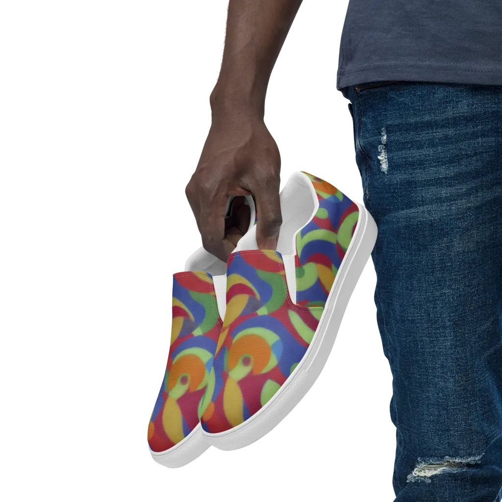 Chromatic Carousel on Men's Slip-On Canvas Shoes — Left Front
