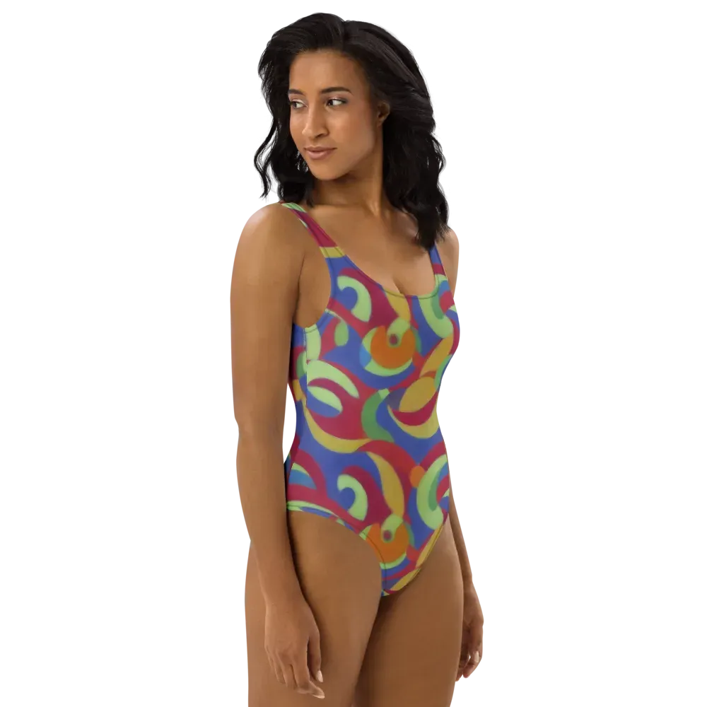 Chromatic Carousel on One-Piece Swimsuit — Right