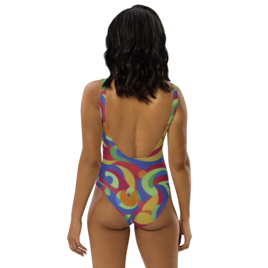 Chromatic Carousel on One-Piece Swimsuit — Back