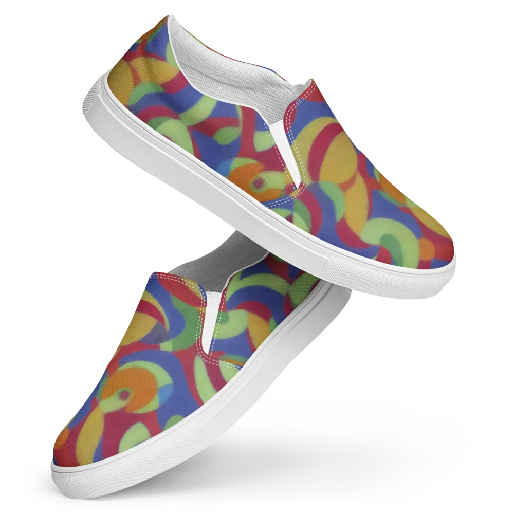 Chromatic Carousel on Women's Slip-On Canvas Shoes — Front