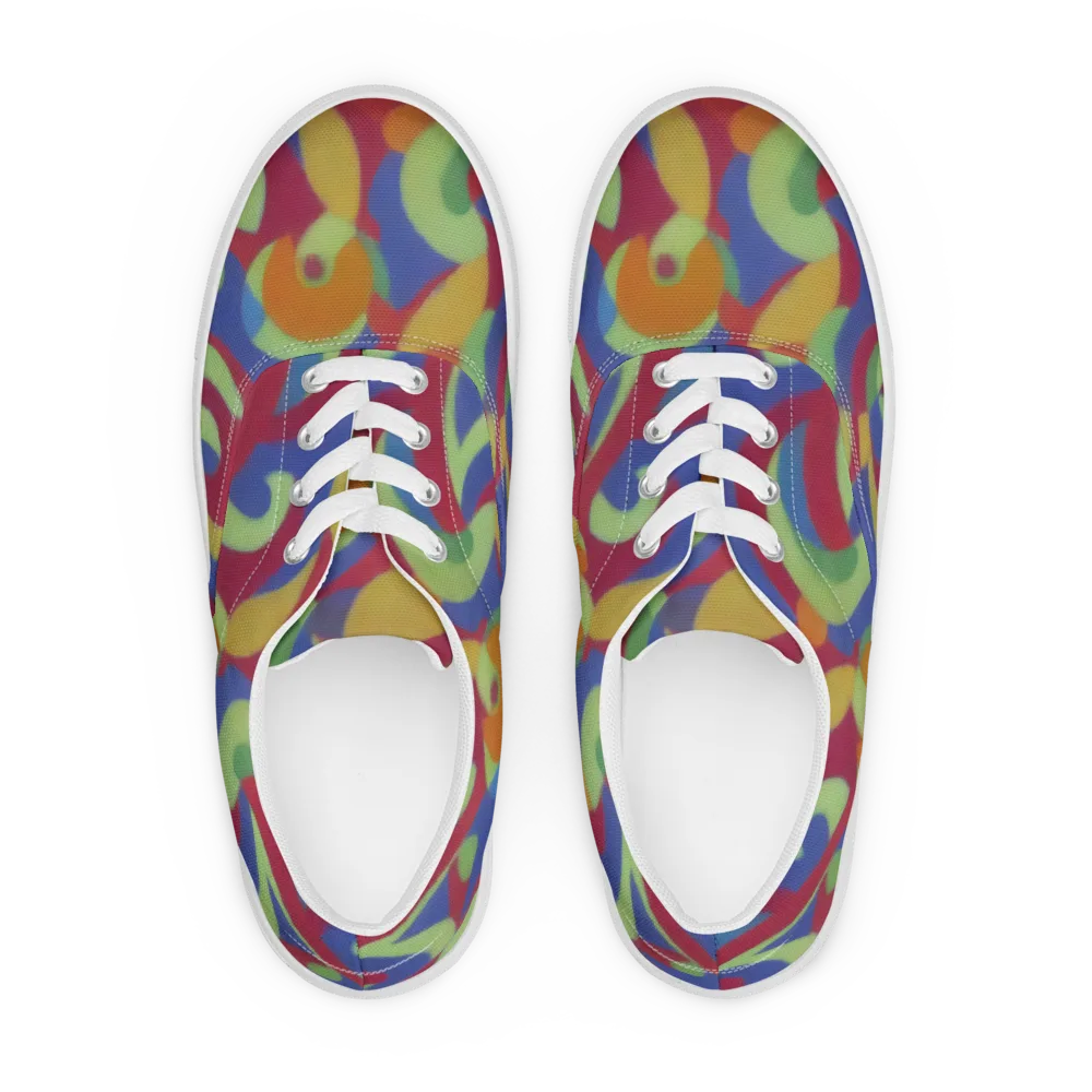 Chromatic Carousel on Men's Lace-Up Canvas Shoes — Front