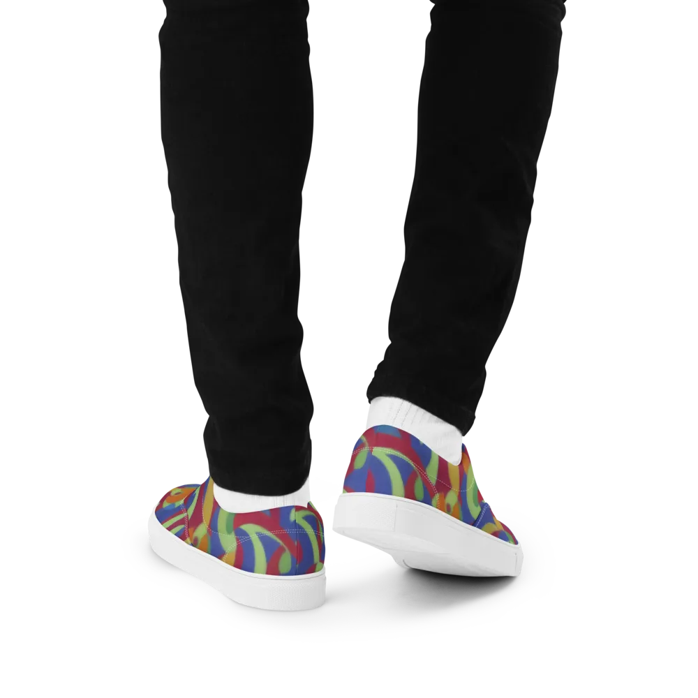 Chromatic Carousel on Men's Lace-Up Canvas Shoes — Back