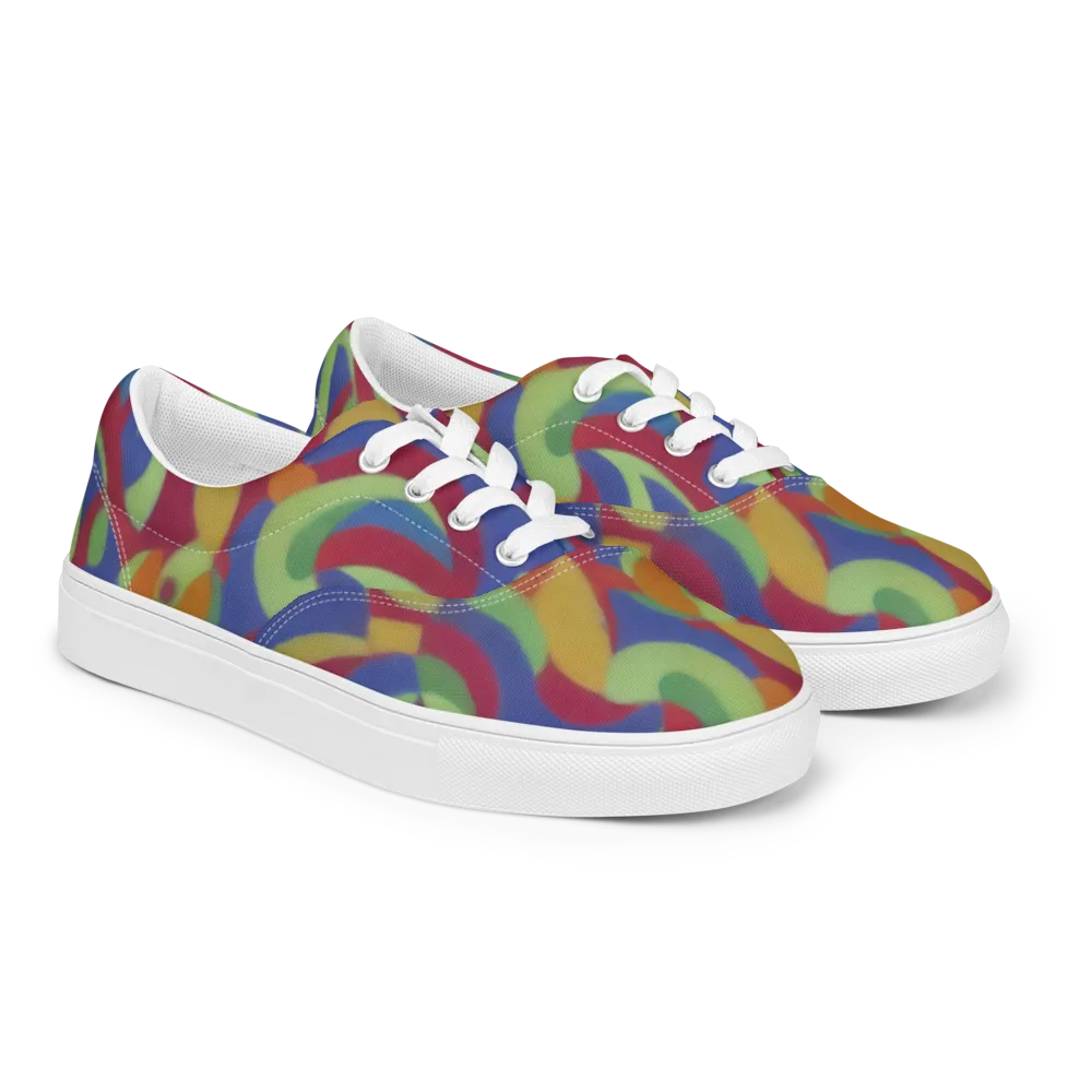 Chromatic Carousel on Men's Lace-Up Canvas Shoes — Right Front