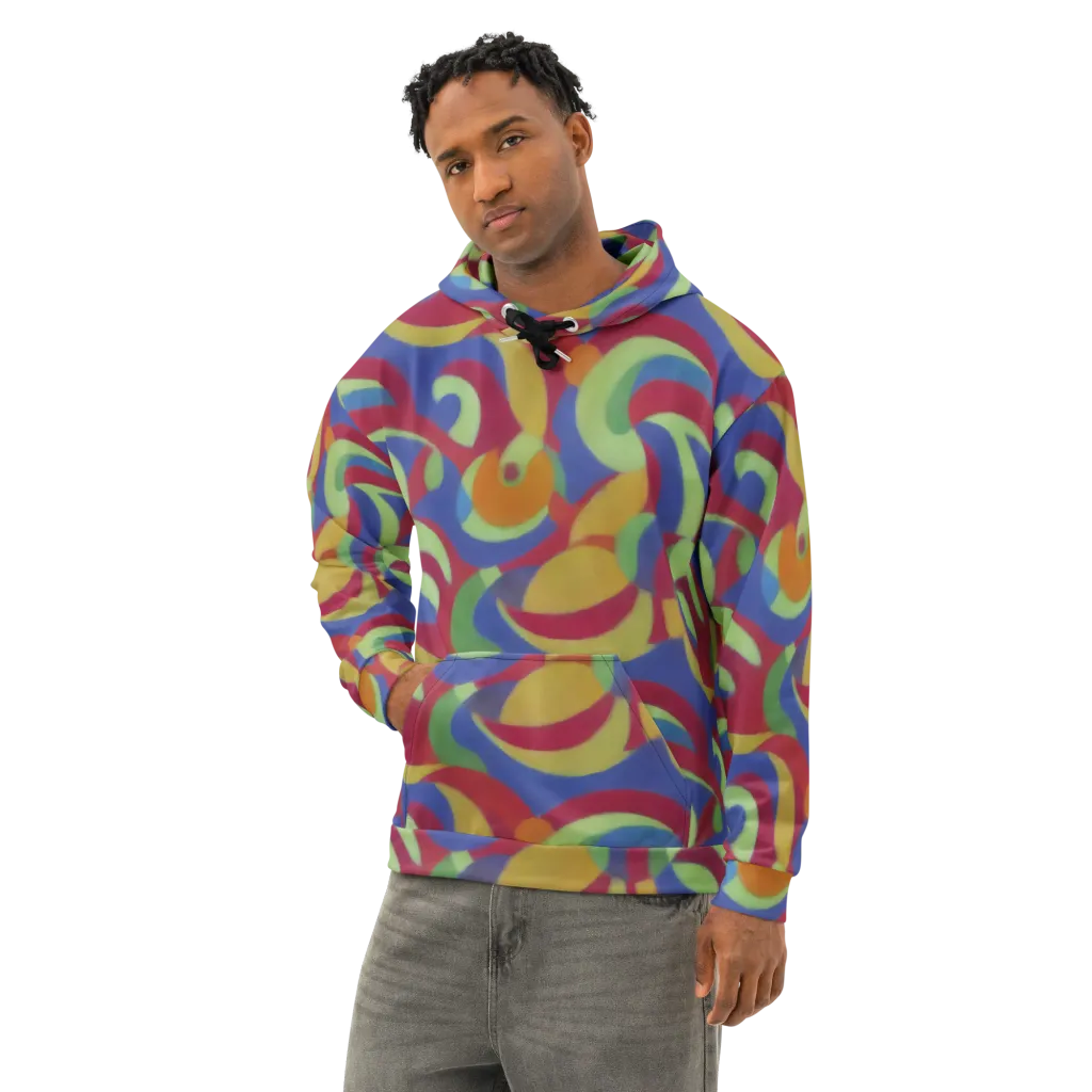 Chromatic Carousel on Cotton Hoodie — Left Front