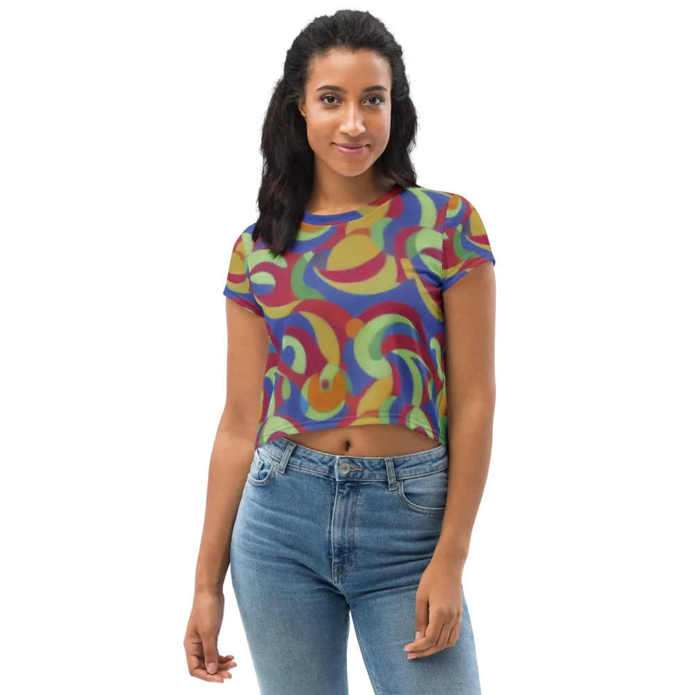 Chromatic Carousel on Crop Tee — Front