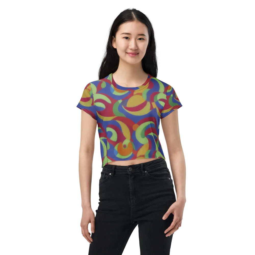 Chromatic Carousel on Crop Tee — Front
