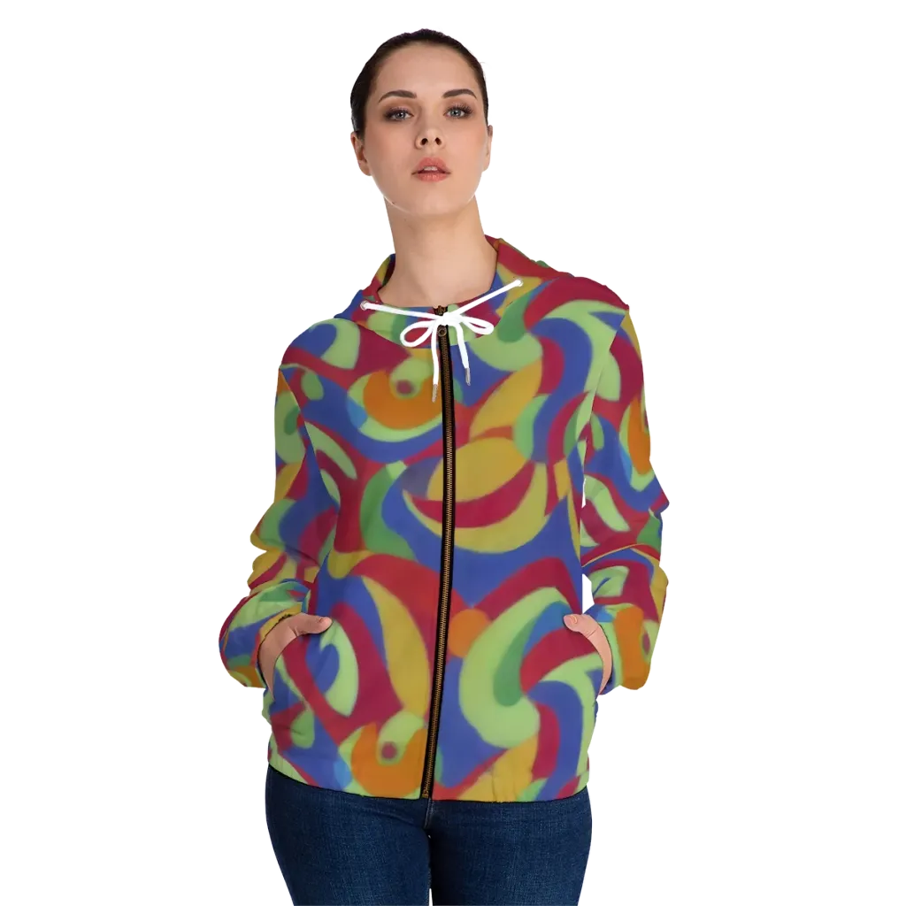 Chromatic Carousel on Women's Full-Zip Hoodie — Front On Person