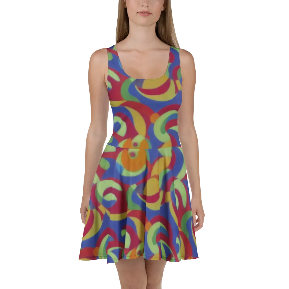 Chromatic Carousel on Skater Dress — Front