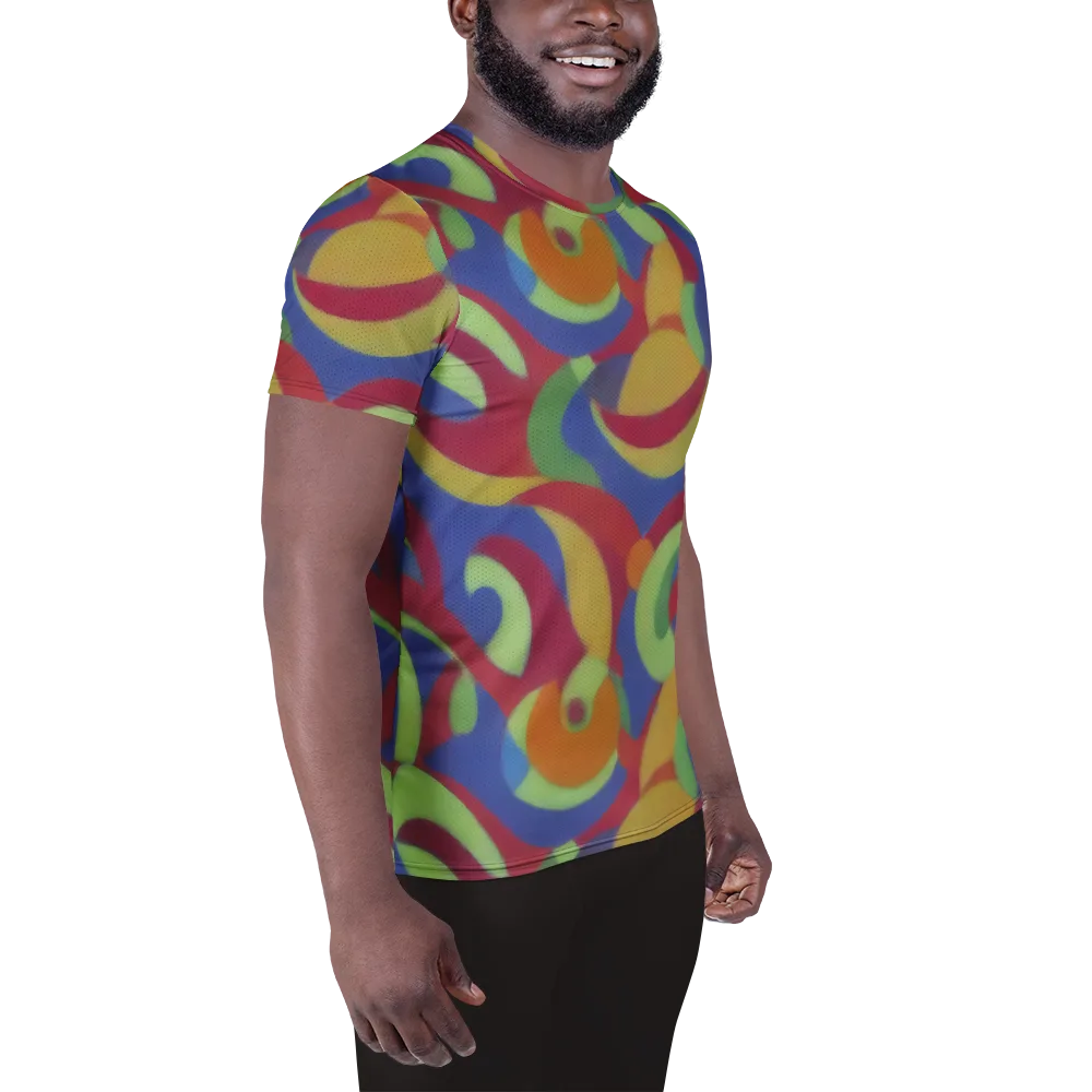 Chromatic Carousel on Men's Athletic T-Shirt — Right