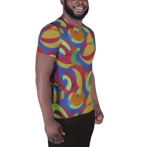 Chromatic Carousel on a Men's Athletic T-Shirt