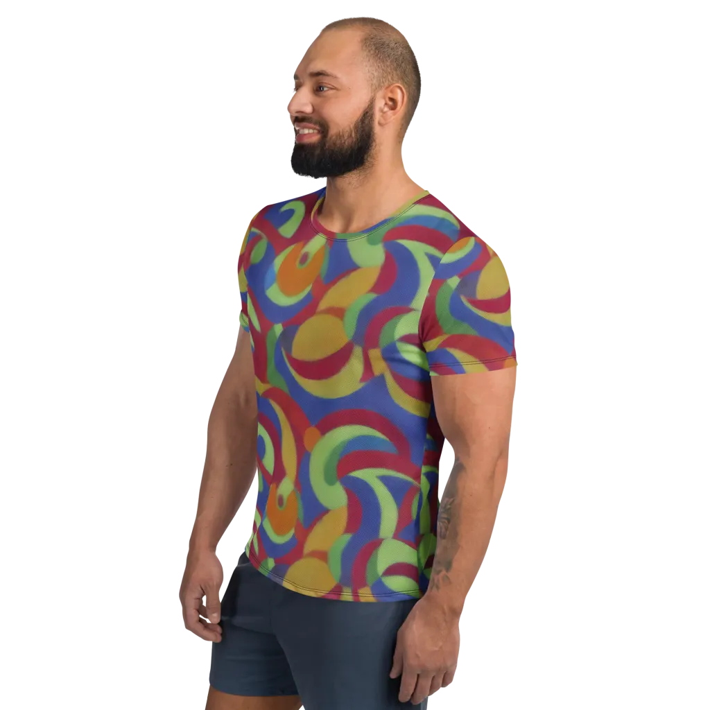 Chromatic Carousel on Men's Athletic T-Shirt — Left