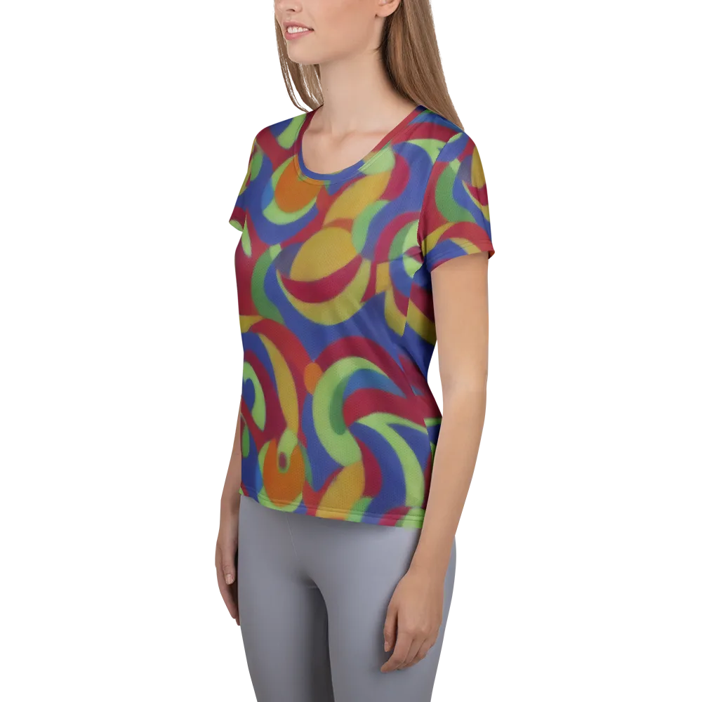 Chromatic Carousel on Women's Athletic T-Shirt — Left