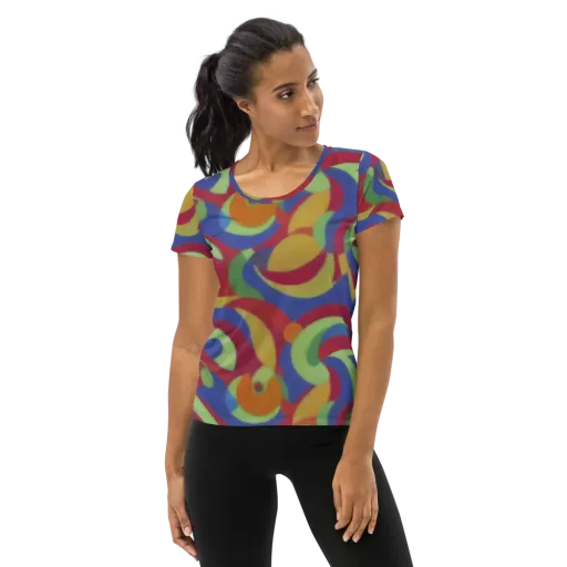 Chromatic Carousel on a Women's Athletic T-Shirt