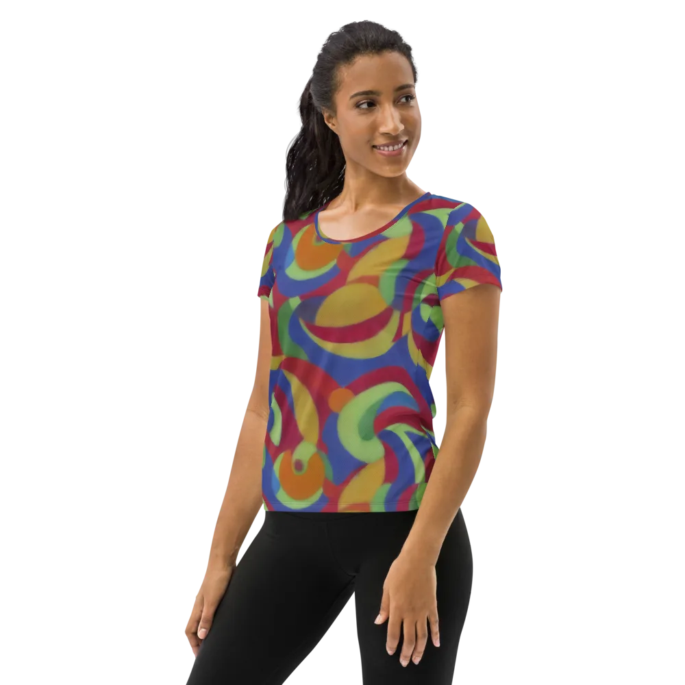 Chromatic Carousel on Women's Athletic T-Shirt — Left