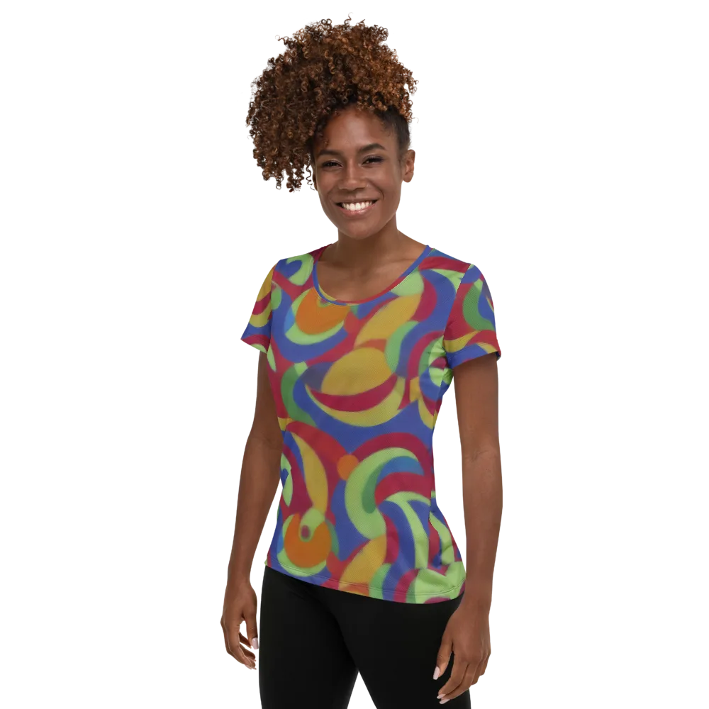 Chromatic Carousel on Women's Athletic T-Shirt — Left