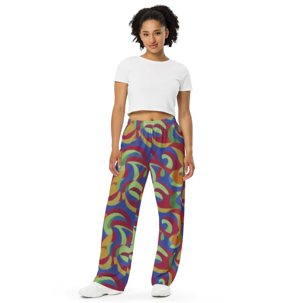 Chromatic Carousel on Wide-Leg Pants — Front
