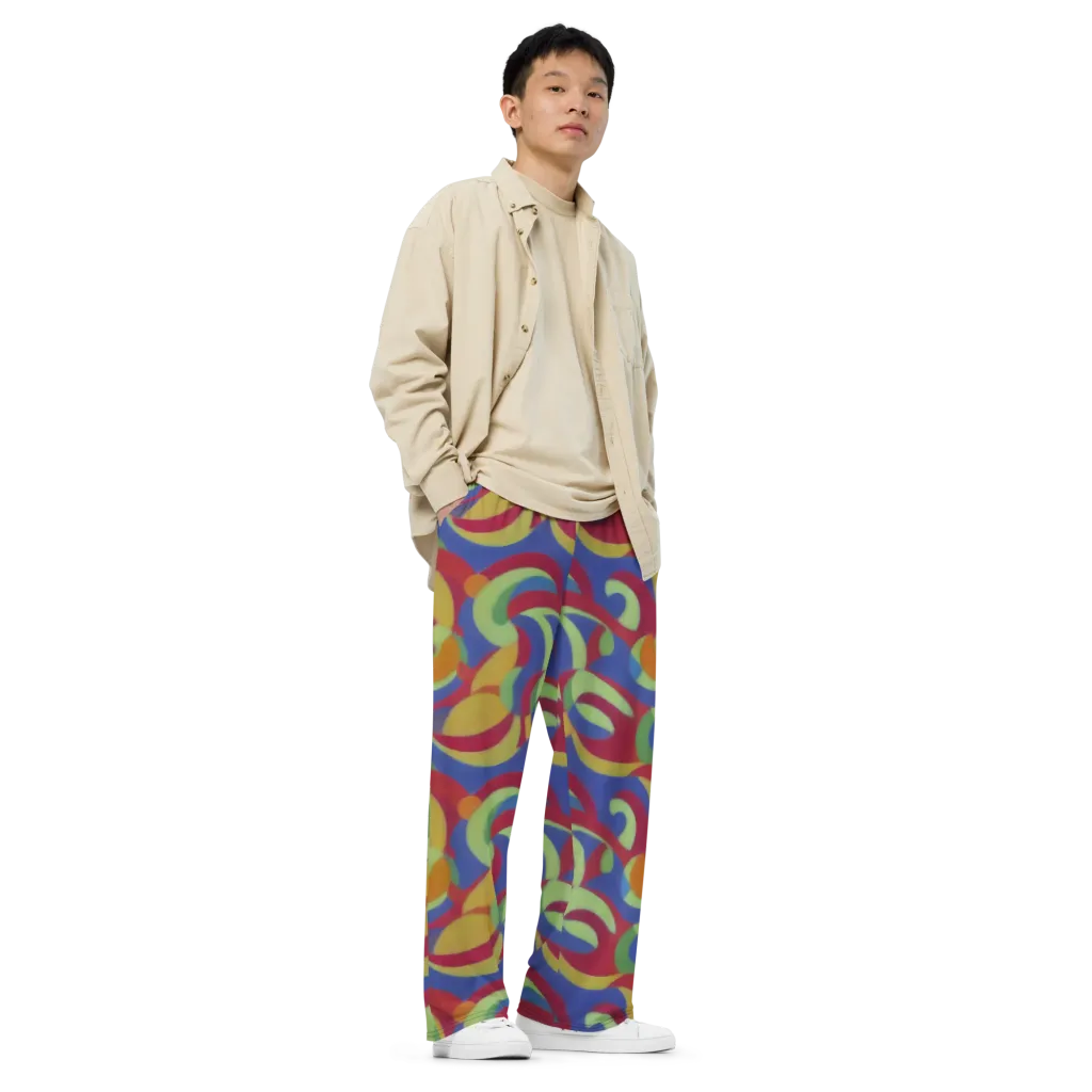 Chromatic Carousel on Wide-Leg Pants — Right Front
