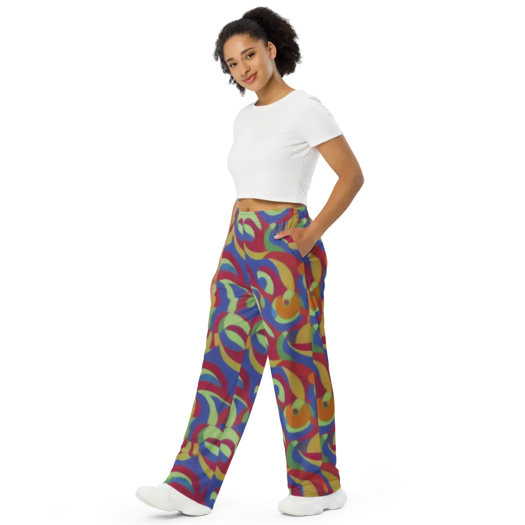 Chromatic Carousel on Wide-Leg Pants — Left Front
