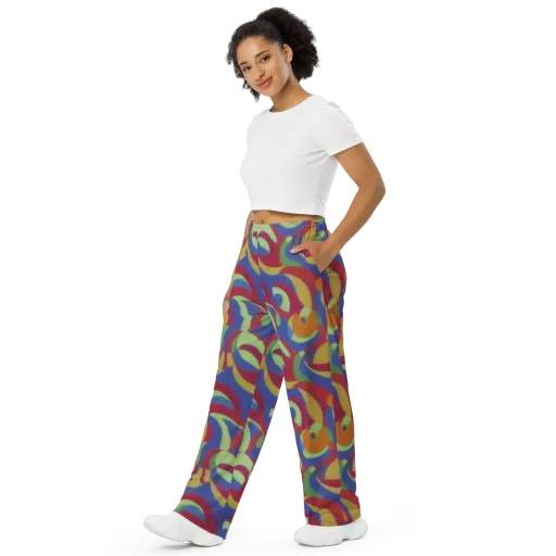Chromatic Carousel on a Wide-Leg Pants