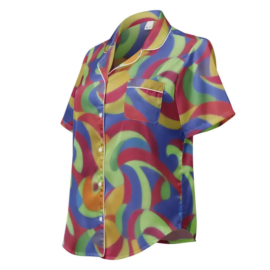 Chromatic Carousel on Women's Short Sleeve Pajama Top — Left Front