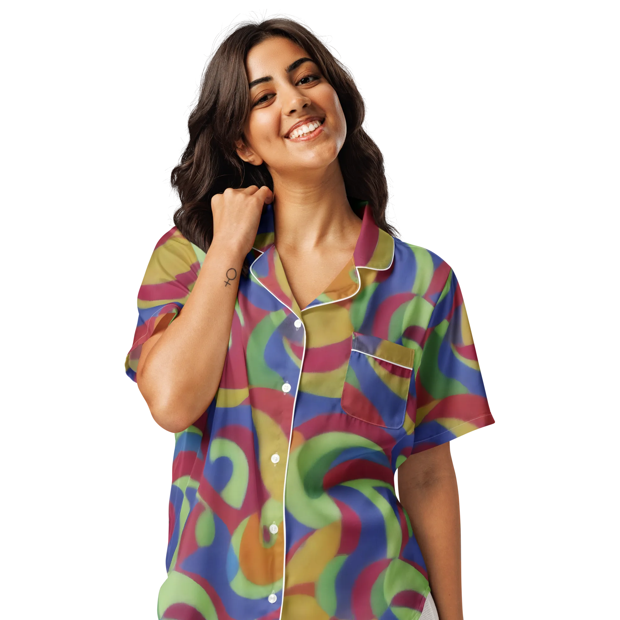 Chromatic Carousel on Women's Short Sleeve Pajama Top — Front